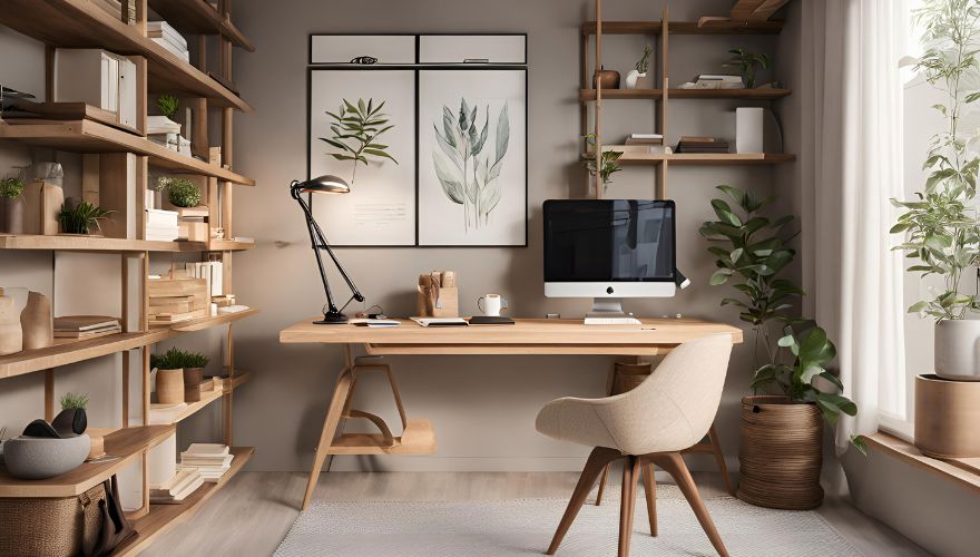 a room with many storage space