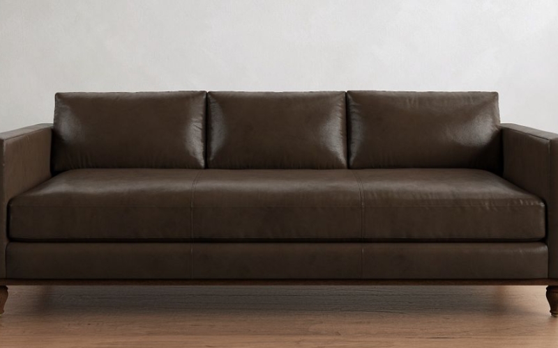 pottery barn leather sofa