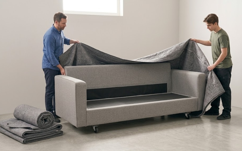Protect the Sofa with Moving Blankets