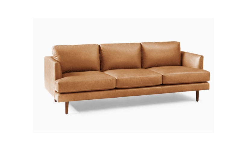 West Elm leather sofa