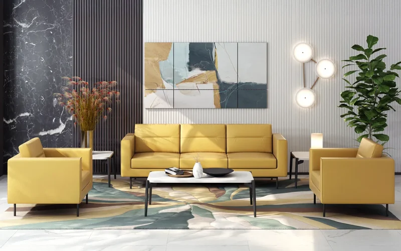 Modern Leather Sofa Set Scene Image 1