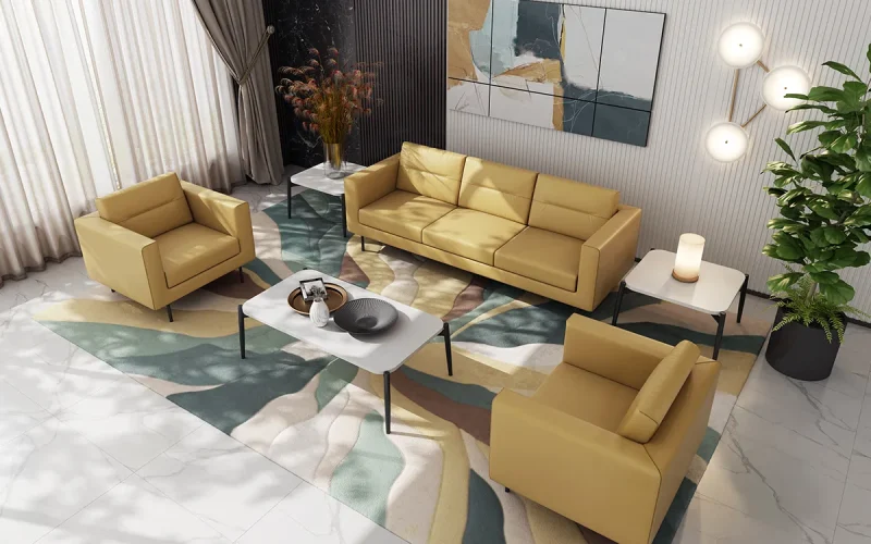 Modern Leather Sofa Set Scene Image 2