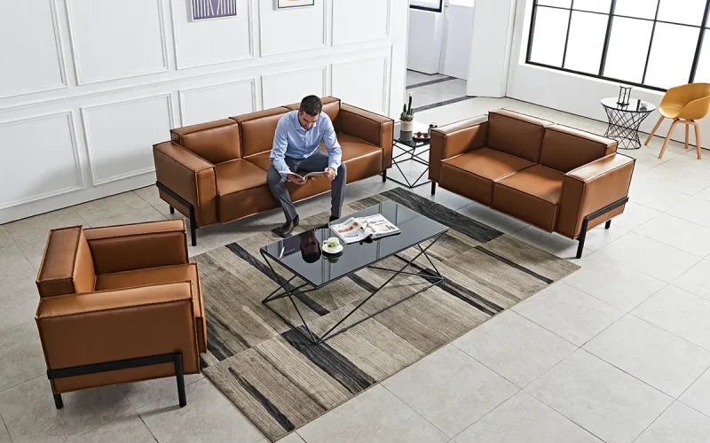 Rose Leather Modular Sectional Sofa Scene Image 1