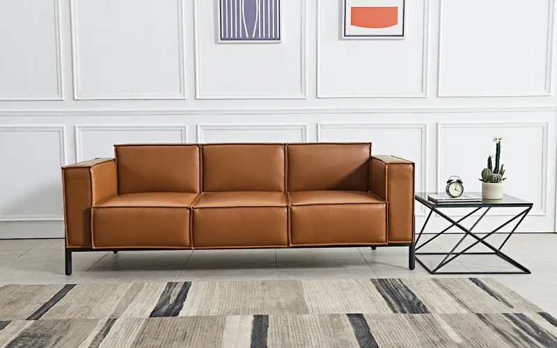 Rose Leather Modular Sectional Sofa Scene Image 2
