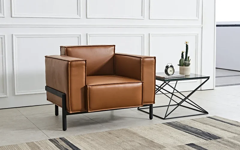 Rose Leather Modular Sectional Sofa Scene Image 3