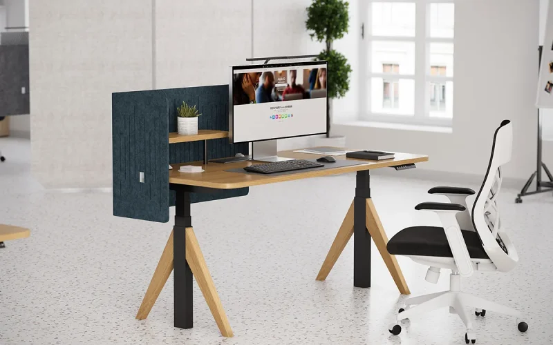 Sendi E Standing Desk with Corner Shelf